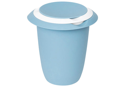 Quirltopf mit zweigeteiltem Deckel 1l blau/weiß