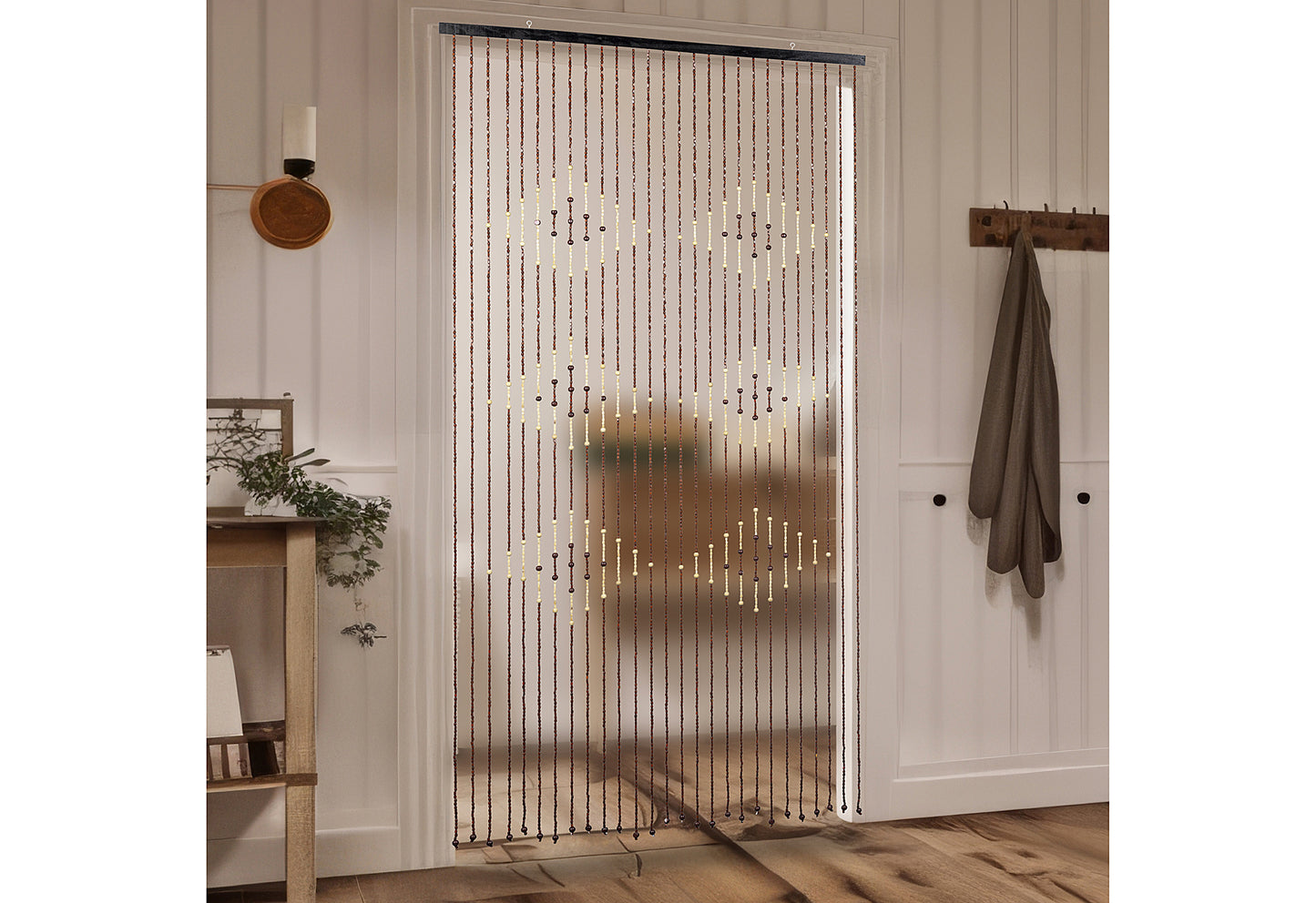 Türvorhang 90x175cm mit Strängen aus Holzperlen