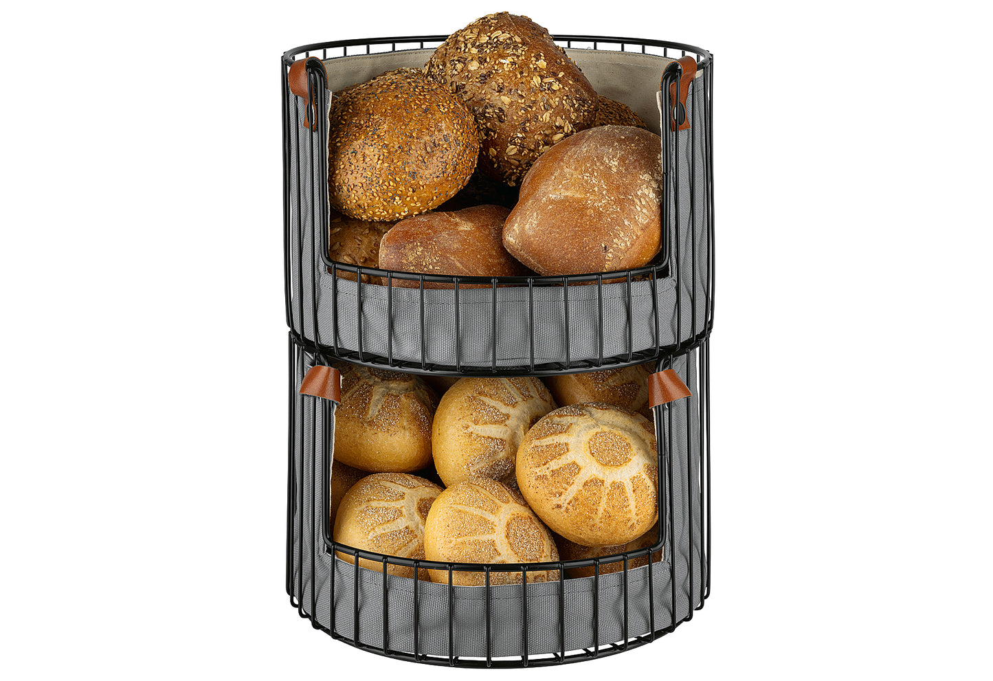 Brot-/Obstkorb inkl Baumwollbezug 27,5cm beige/grau
