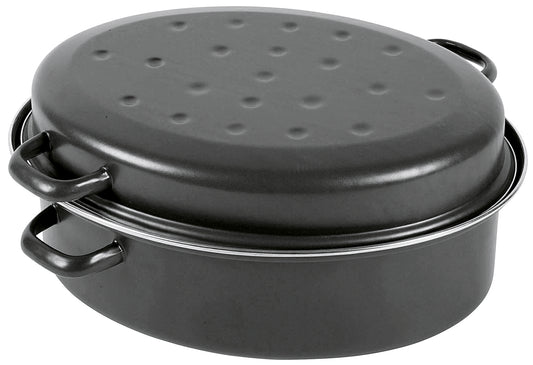 Gänsebräter oval 7,5 l Ø38cm emailliert schwarz matt - Ruder Home GmbH