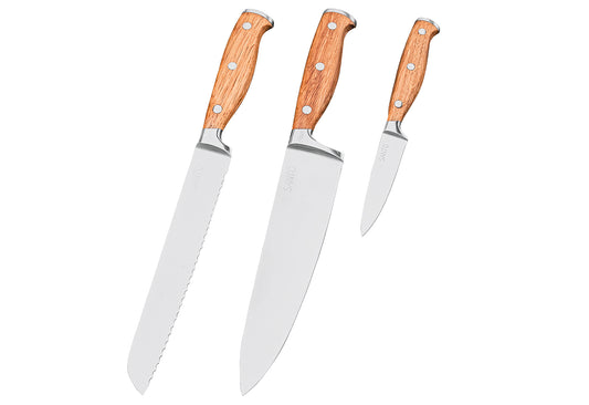 Santo Messer Set 3teilig Griffe aus Eichenholz
